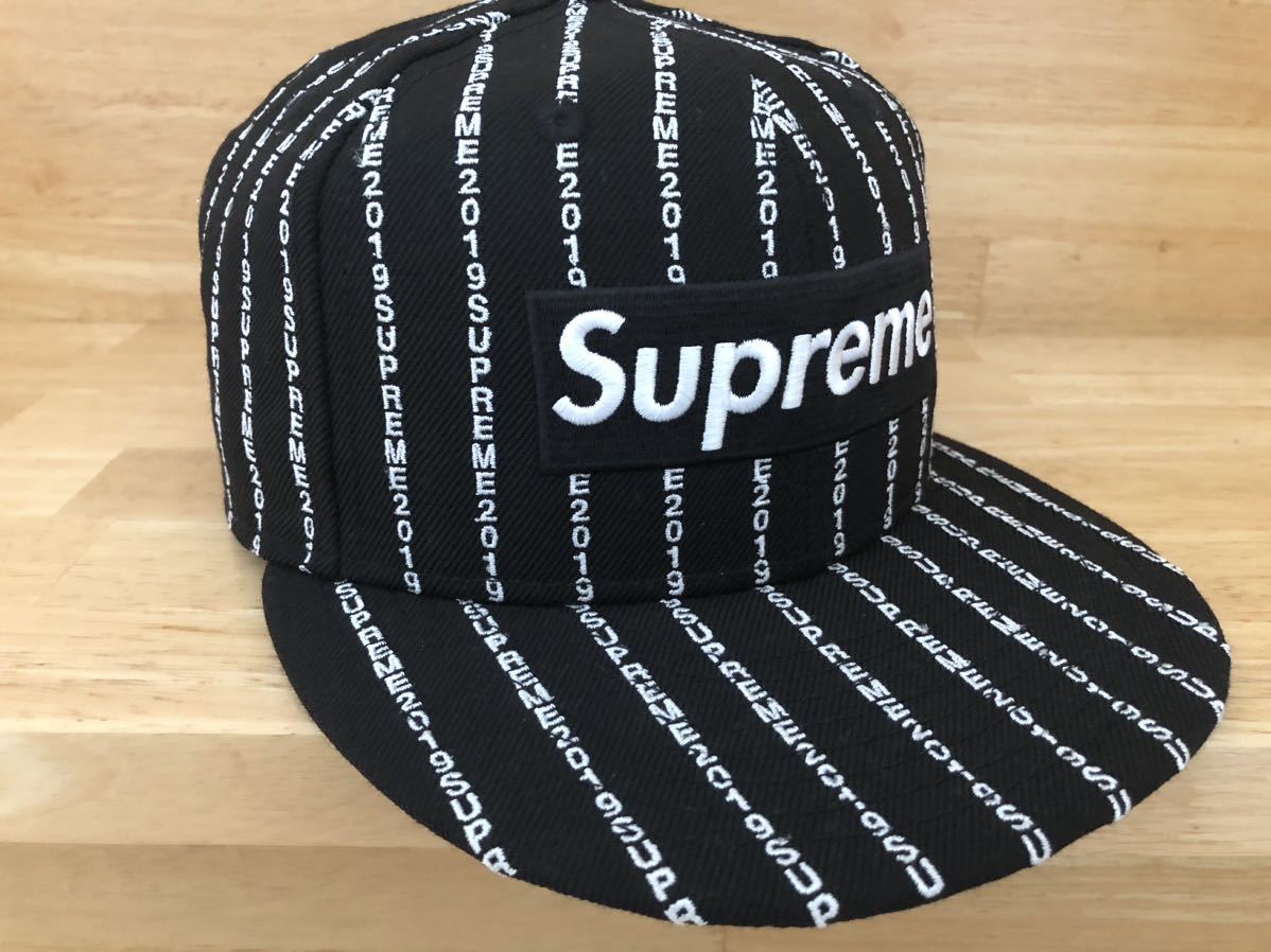 Supreme BoxLogo Text Stripe BLACK NEW ERA CAP シュプリーム