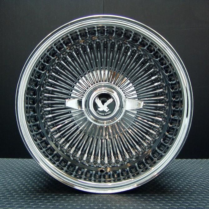 ワイヤーホイール T's WIRE 14X7J REV100SP オールクローム レミントンホワイトリボンタイヤセット　（ローライダー USDM）_画像4