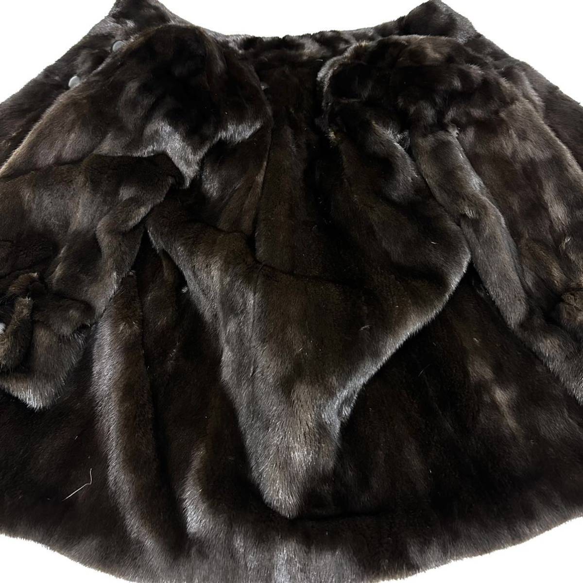 【七福】fk2370 BLACKGLAMA ブラックグラマ OS FUR ロングコート デザインコート ミンクコート ブラックミンク 貂皮 mink身丈 約 85cm_画像6
