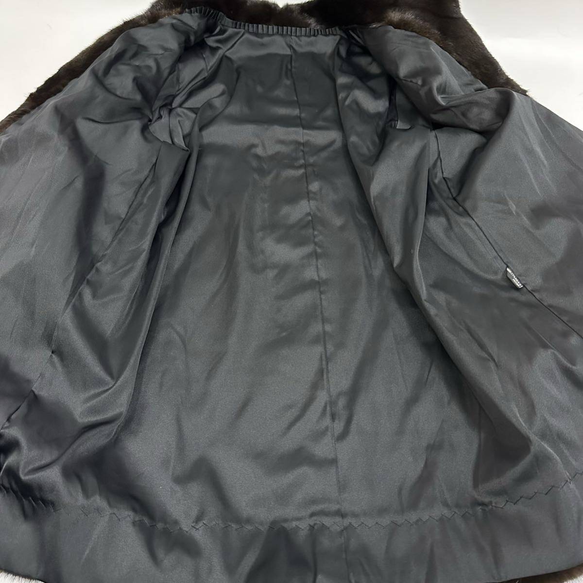【七福】fk2370 BLACKGLAMA ブラックグラマ OS FUR ロングコート デザインコート ミンクコート ブラックミンク 貂皮 mink身丈 約 85cm_画像7