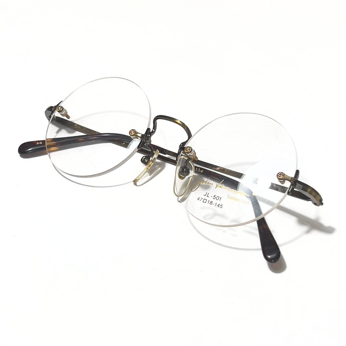 新品同様品◆The John Lennon collection ジョンレノン ツーポイント 眼鏡フレーム めがね JL-501 47□18-145 アンティークゴールド 2