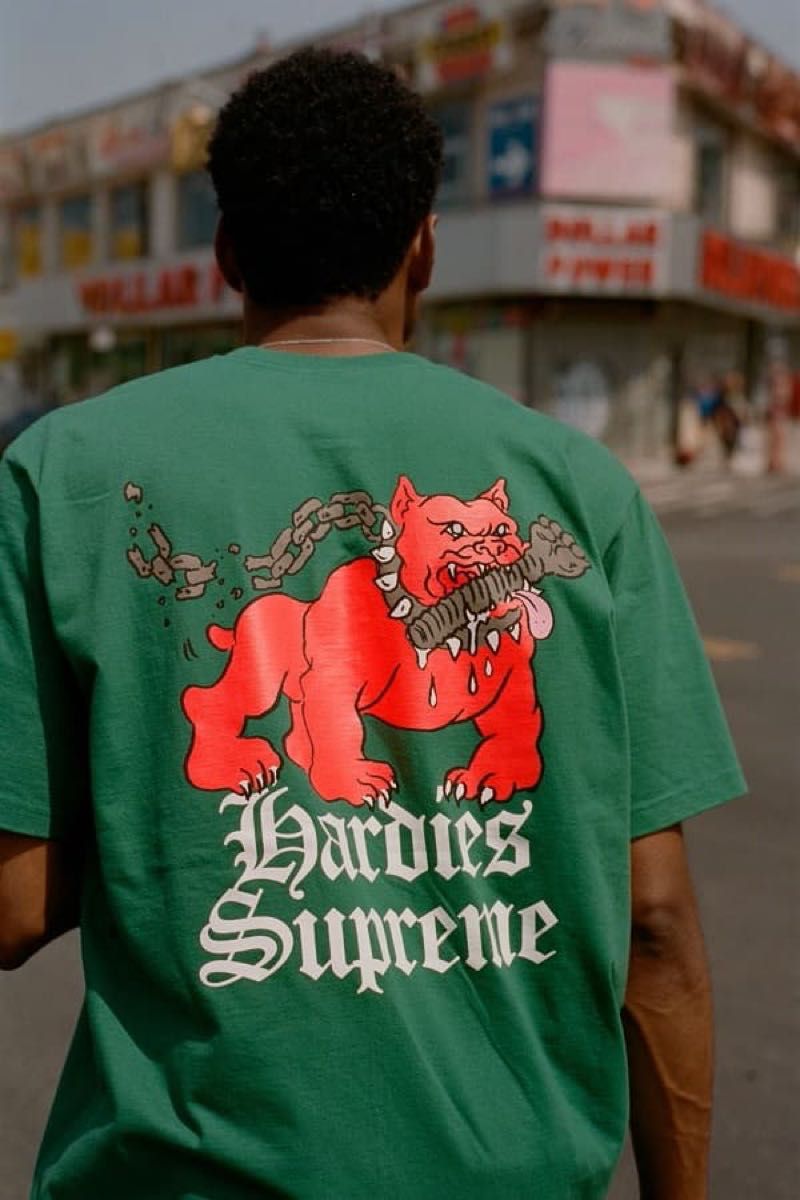 緑 L ステッカー付 Supreme Hardies Dog Tee シュプリーム Tシャツ bull ブルドッグ summer