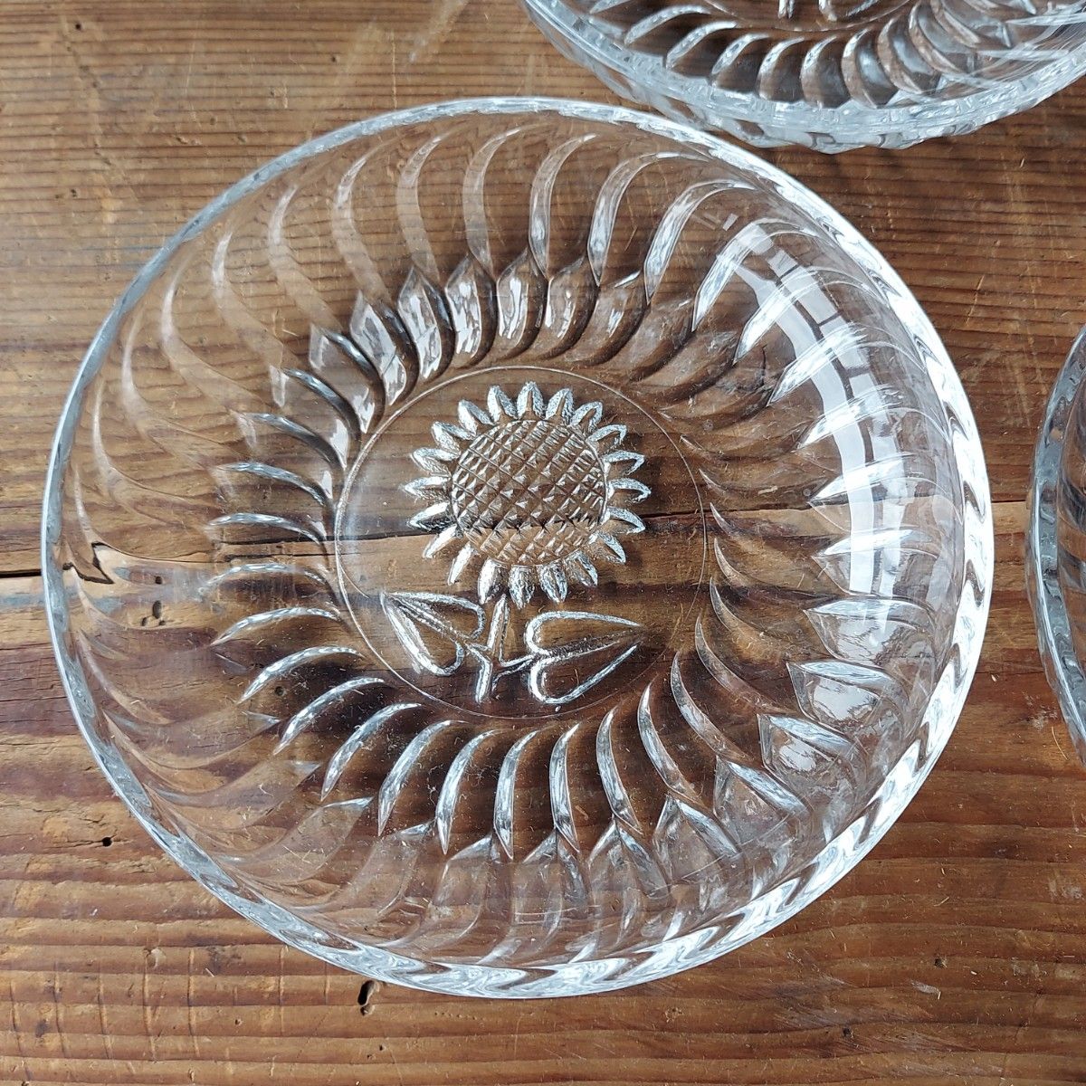昭和レトロ ひまわり柄 デザート皿 ガラス皿