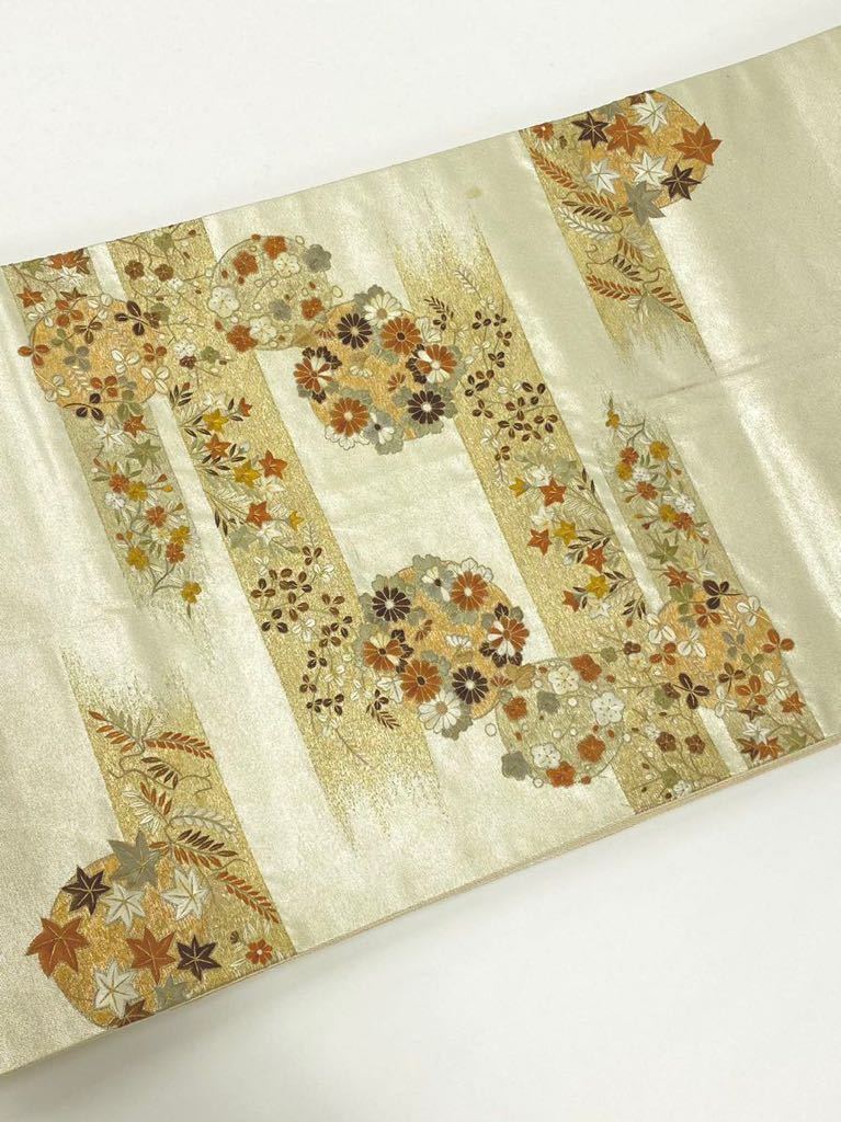 蘇州刺繍 相良刺繍 細緻 袋帯 花文様 金糸 正絹 お太鼓柄 | JChere雅虎