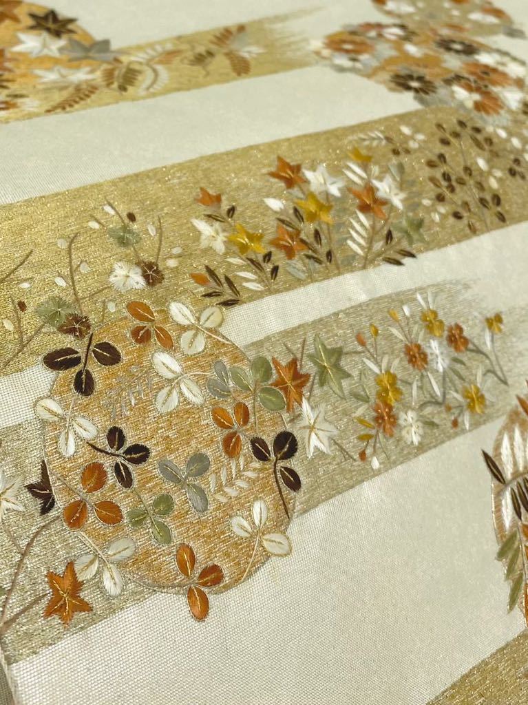 蘇州刺繍 相良刺繍 細緻 袋帯 花文様 金糸 正絹 お太鼓柄 | JChere雅虎