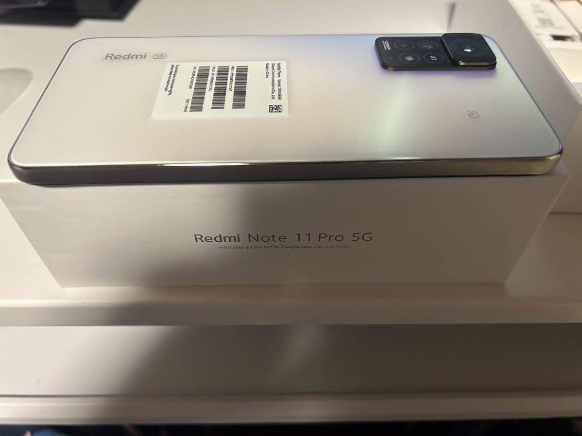 美品 Redmi Note 11 Pro 5G SIMフリー 本体 ポーラーホワイト おまけ付き(本体カバー、Googleストア＆povoクーポン)  送料無料 iijmio