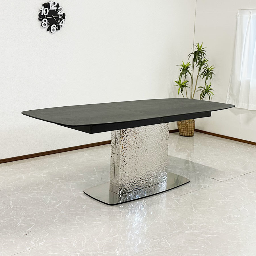 セラミック ダイニングテーブル 幅160cm～200cm 伸張式 伸縮 テーブル イタリア製セラミック テネシー GY 送料無料_画像2