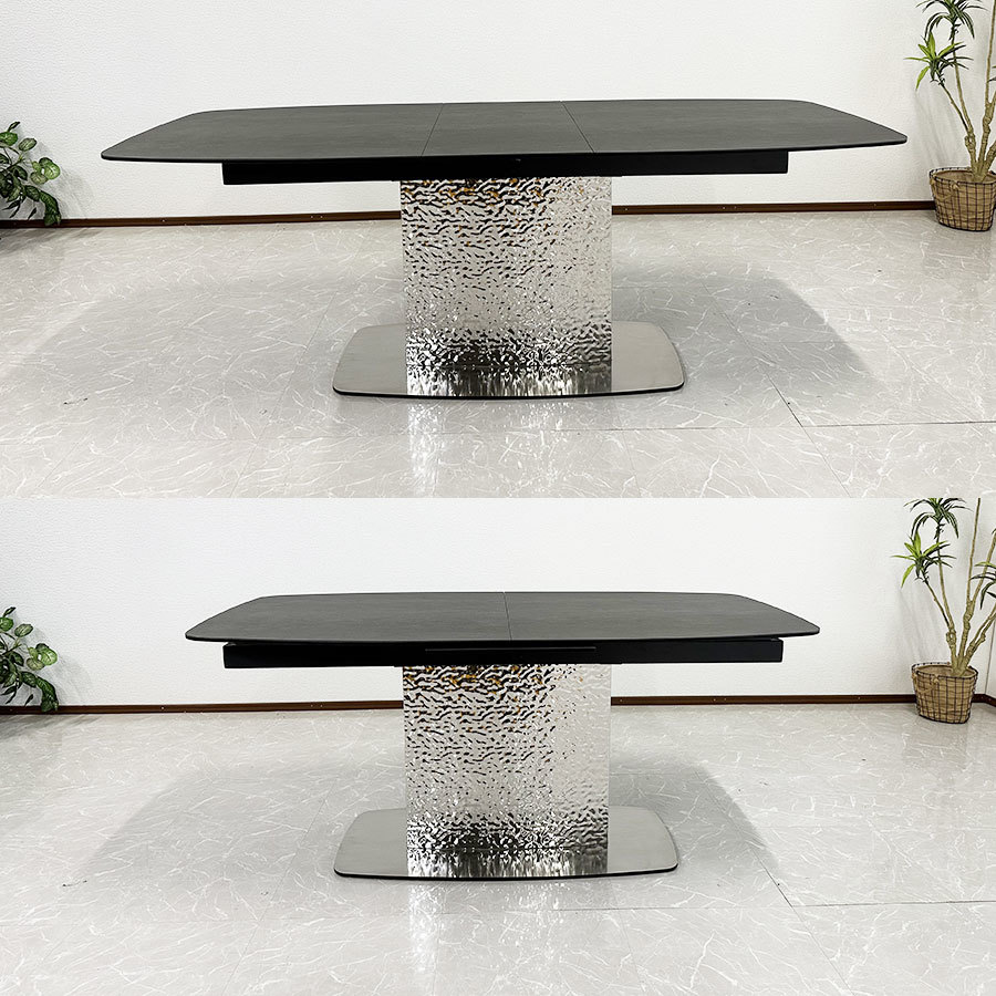 セラミック ダイニングテーブル 幅160cm～200cm 伸張式 伸縮 テーブル イタリア製セラミック テネシー GY 送料無料_画像3