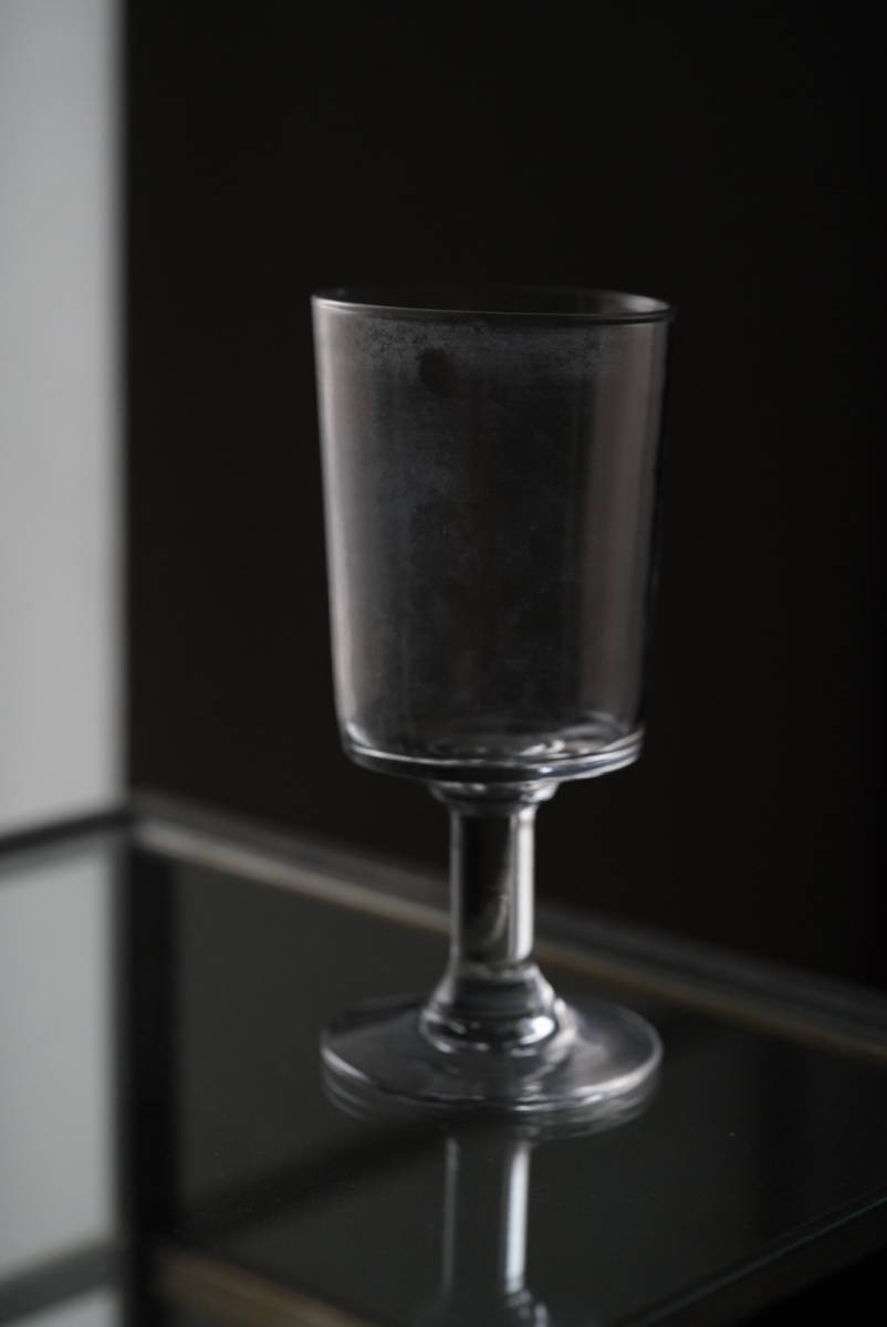 古い手吹きガラスのシンプルな筒型のビストログラス / 19世紀・フランス / アンティーク 古道具 ワイングラス Gの画像9