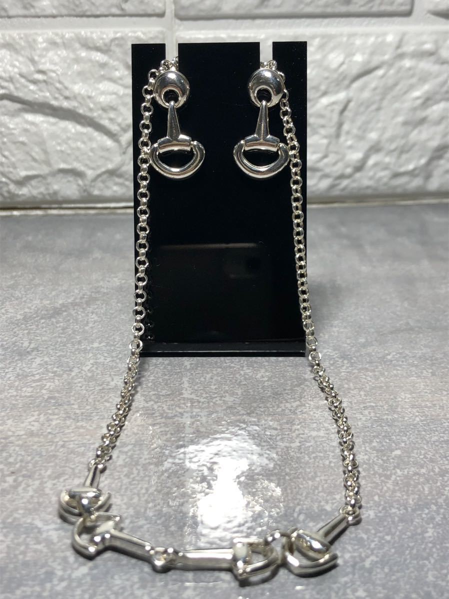 ビット　シルバー　ネックレス　ピアス　セット