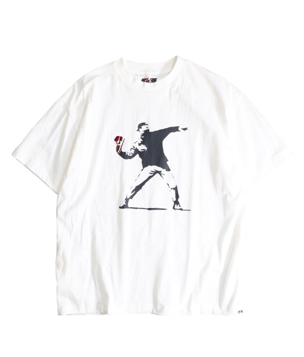 新品未使用 AJ1 BANKSY THROW バンクシー 刺繍 Tシャツ ルーズ LOOSE エアジョーダン1 Tee WHITE