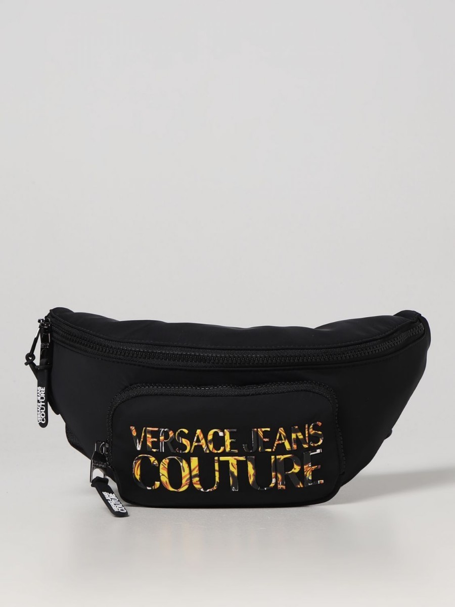 品質のいい JEANS VERSACE COUTURE ベルトバッグ ブラック ボディ