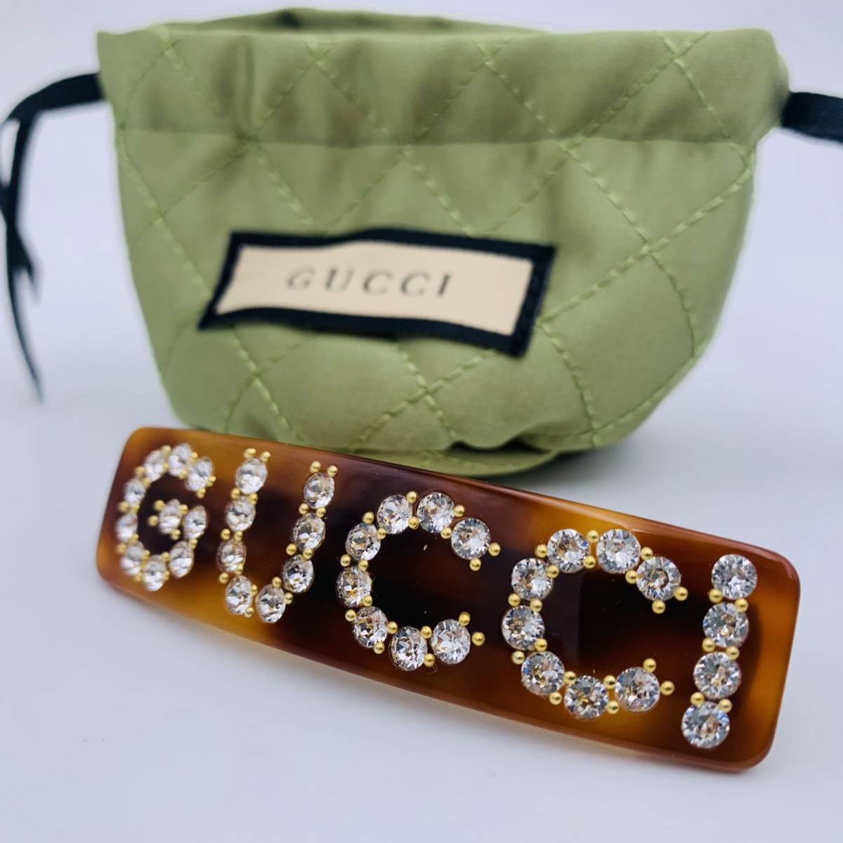 専用袋付【美品】GUCCI クリスタル バレッタ グッチ シングル ヘア
