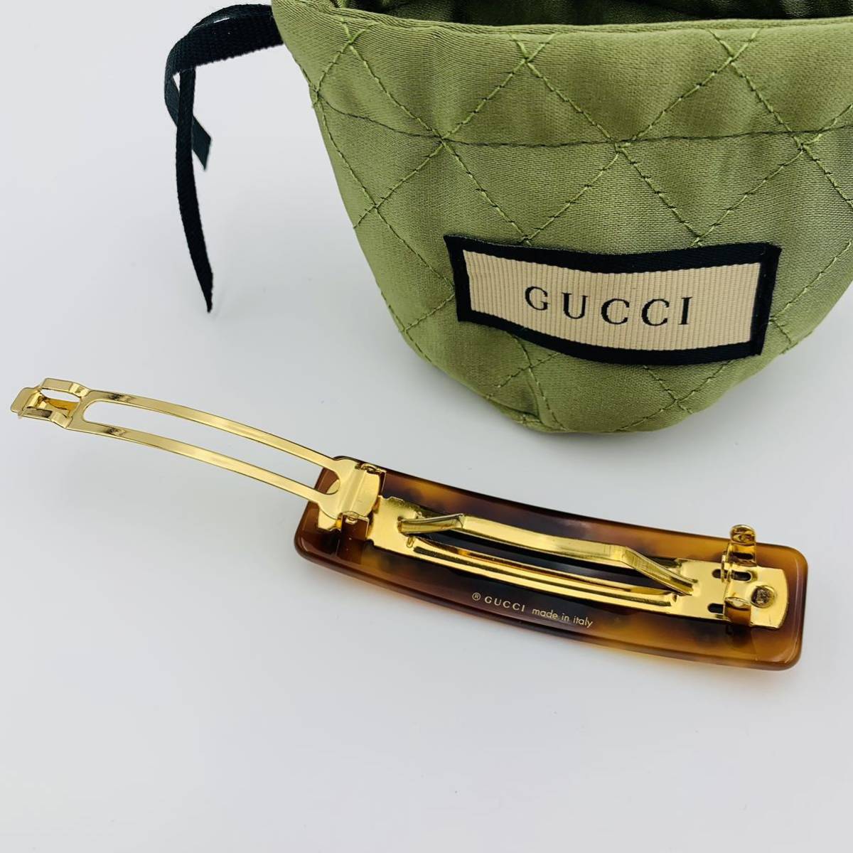 専用袋付【美品】GUCCI クリスタル バレッタ グッチ シングル ヘア