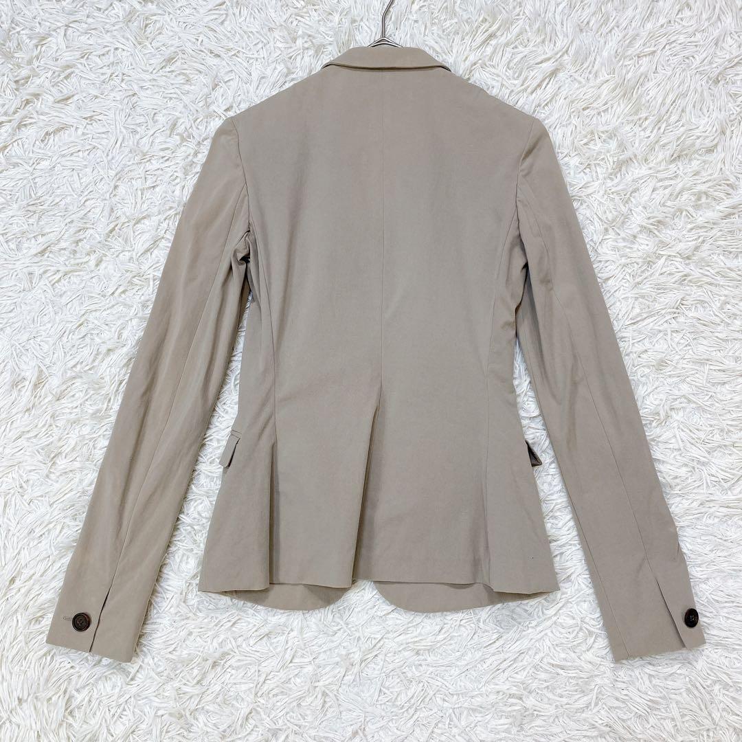 【高級ブランド】 PRADA プラダ 3B コットンテーラードジャケット ベージュ系 40 M相当 美シルエット オンオフ兼用