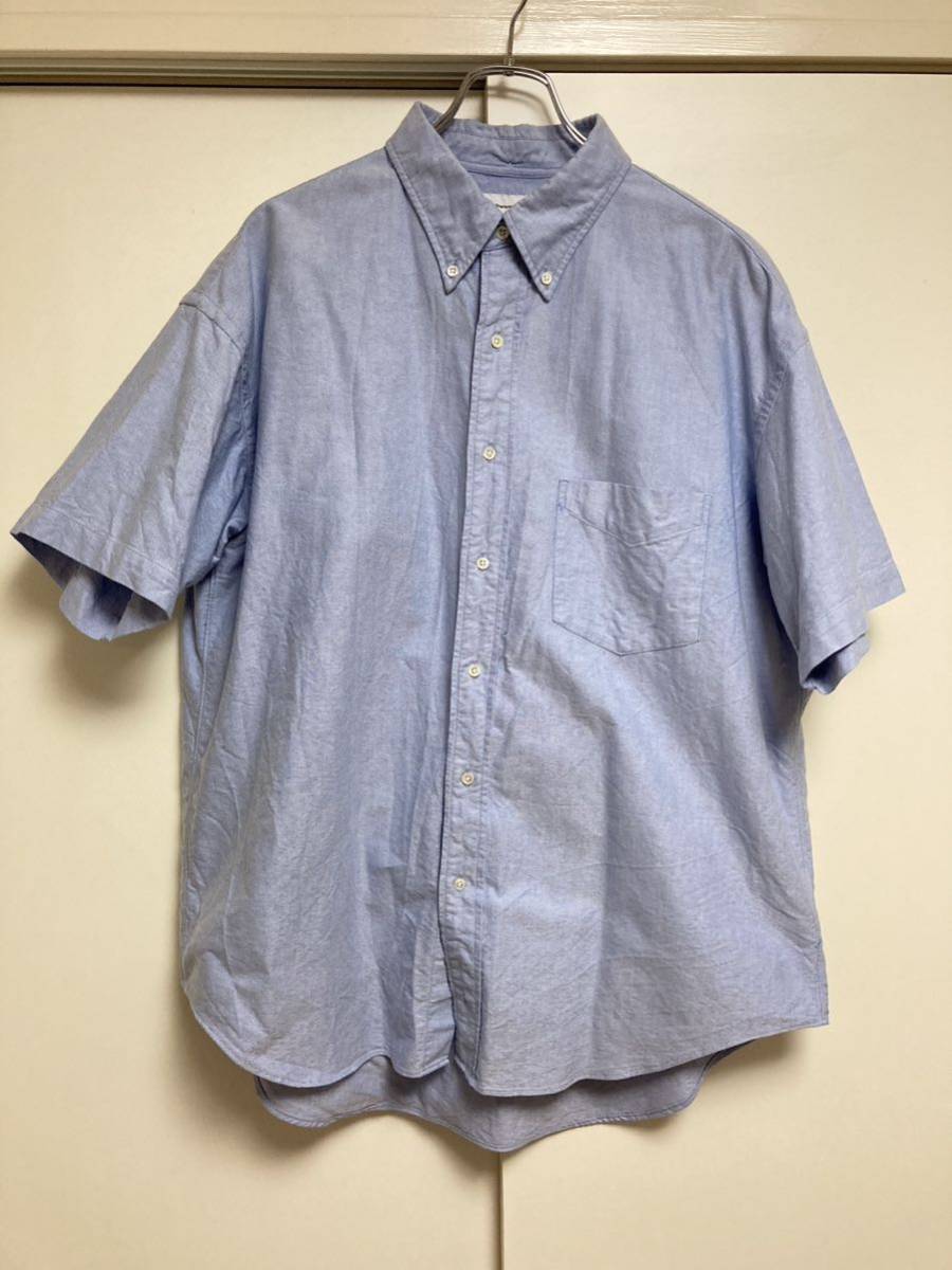 美品 Graphpaper OXFORD S／S B．D BOX SHIRT SAX size3 半袖オックスフォードシャツ ボタンダウン グラフペーパー_画像1