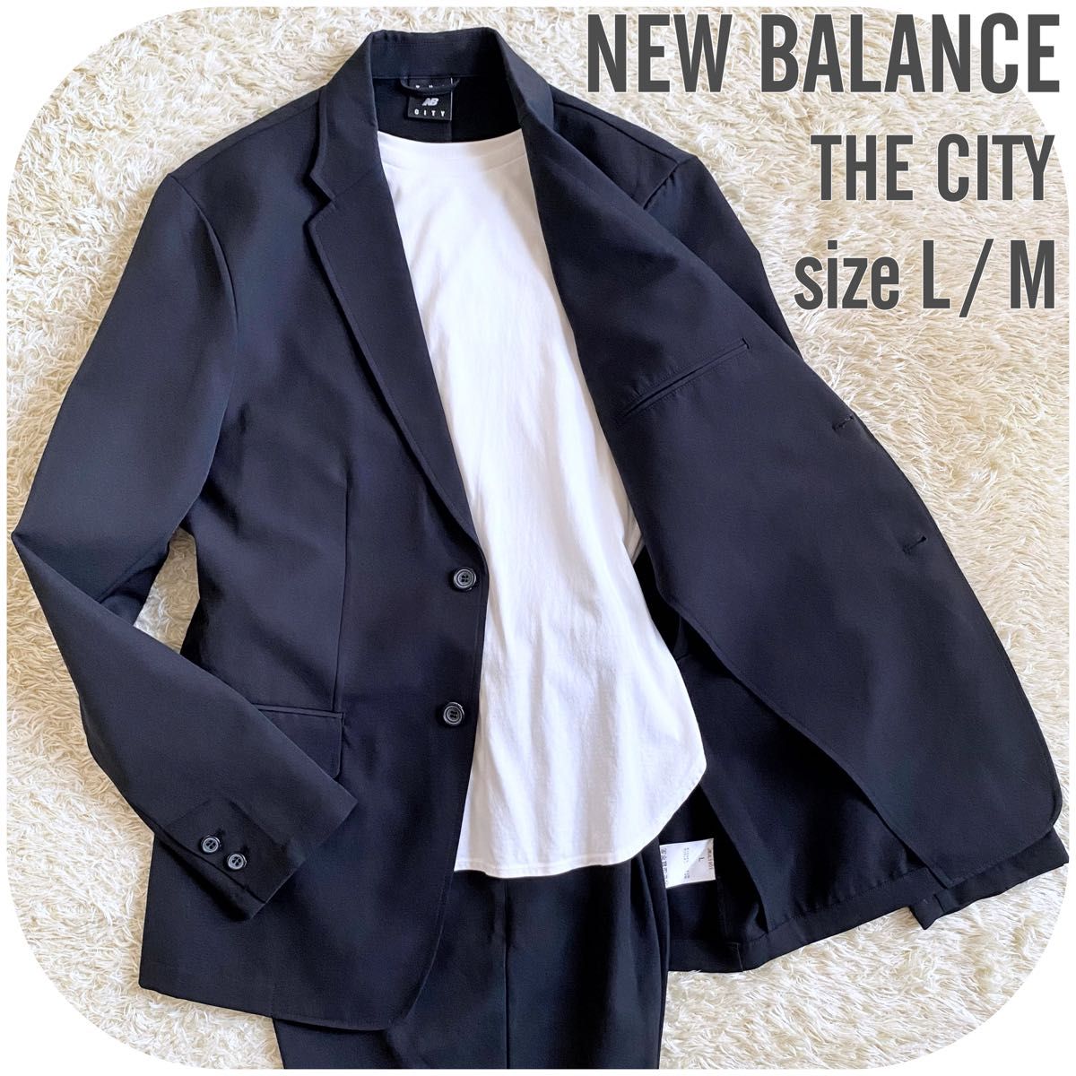 NEW BALANCE ニューバランス THE CITY セットアップスーツ L/M ブラック ジャケットテーパードパンツ メンズ