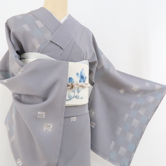 ゆめsaku2 新品 絽 夏着物“和に触れる日常…お洒落小紋の招待状”仕付け