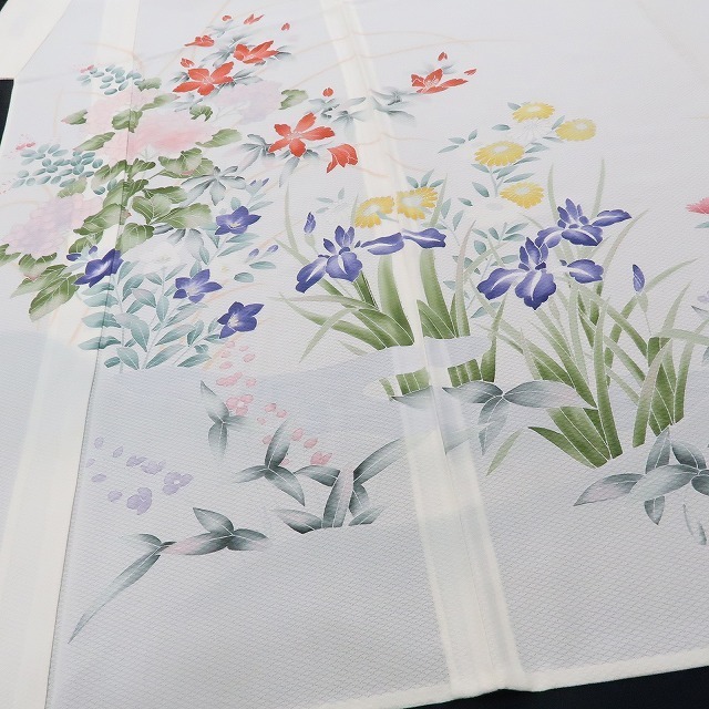 ゆめsaku2 新品 変わり絽 手描き友禅 紫陽花“染め色に涼を映して艶を