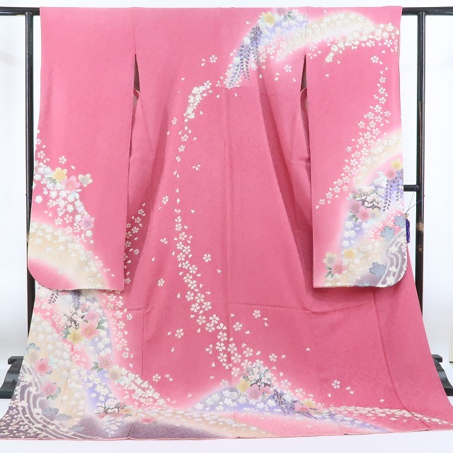 yu.saku2 beautiful goods 3 point set silver through . gold piece embroidery kimono silk coming-of-age ceremony * Sakura. dream. like magic ......~ long-sleeved kimono * obi age * obi shime 1879