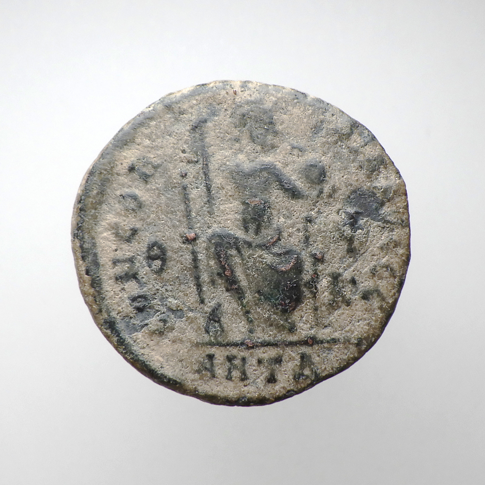 【古代ローマコイン】Theodosius I（テオドシウス1世）クリーニング済 ブロンズコイン 銅貨 フォリス(ATxiZAdLeZ)_画像2