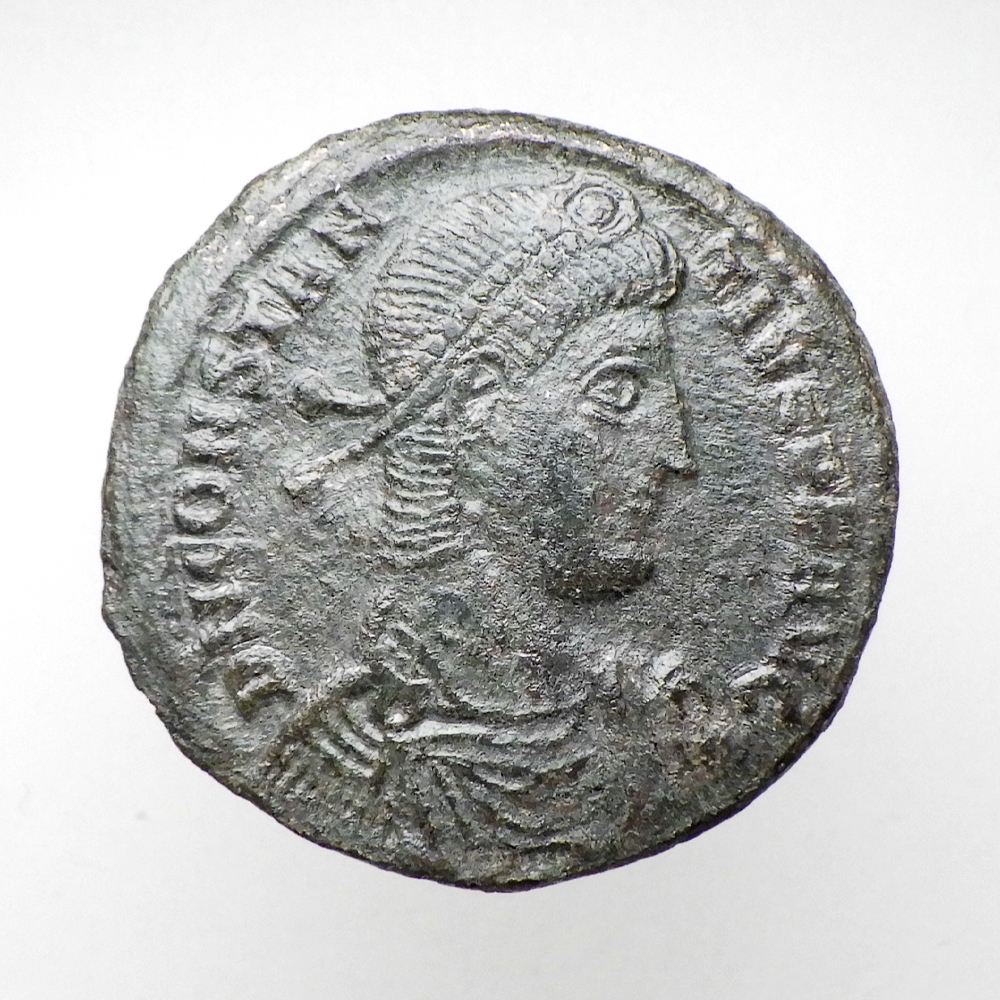 【古代ローマコイン】Constantius II（コンスタンティウス2世）クリーニング済 ブロンズコイン 銅貨 フォリス(gBSG7YT5Ek)_画像1