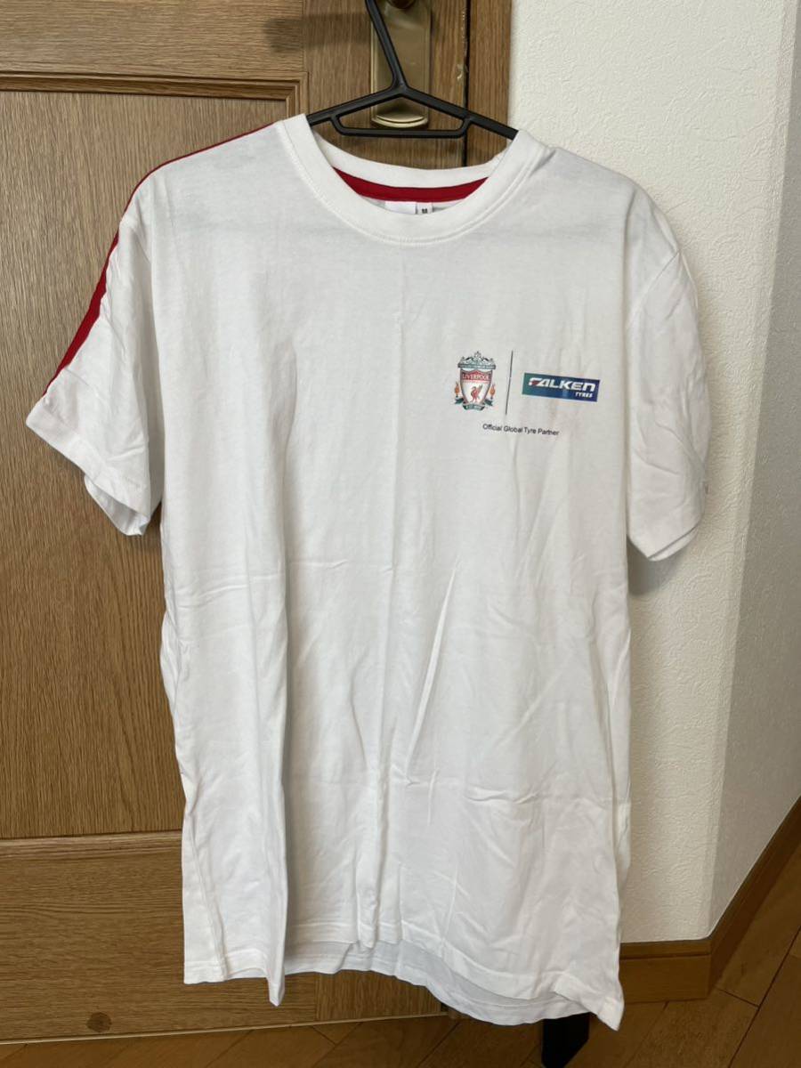 希少！サッカーLIVER POOL(リバプール)公式　スポンサープリント入り半袖Tシャツ(白)_画像1