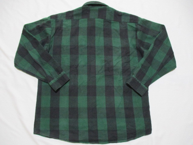 USA製 BIG BILL ヘビーネルシャツ 緑×黒 XL-REG_画像2