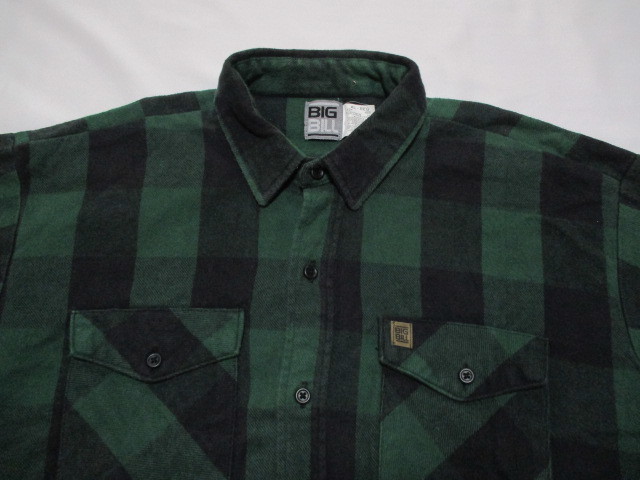 USA製 BIG BILL ヘビーネルシャツ 緑×黒 XL-REG_画像6