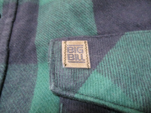 USA製 BIG BILL ヘビーネルシャツ 緑×黒 XL-REG_画像8