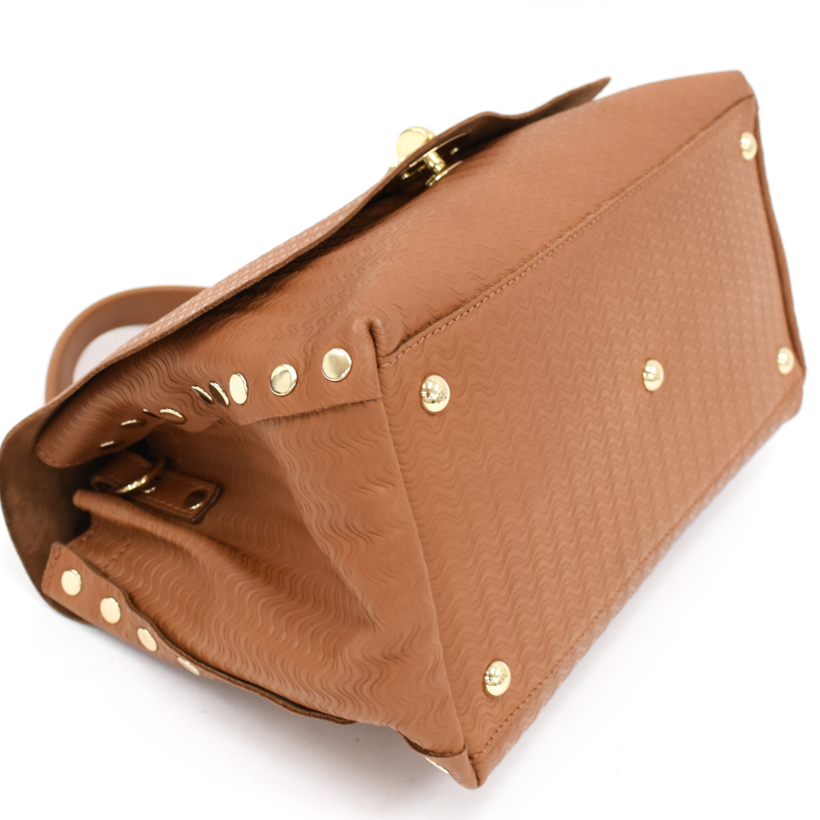 1 point limitation The nela-to2way handbag shoulder leather Brown type pushed .ZANELLATO