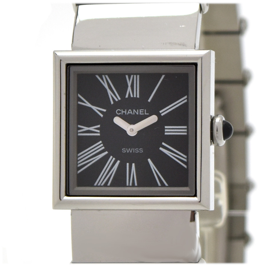 新品同様 シャネル 腕時計 マドモアゼル SS H0826 レディース ブラック文字盤 CHANEL