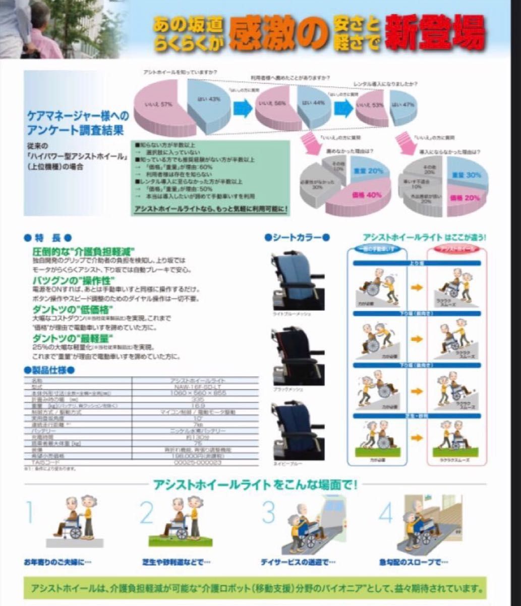 電動介助用車椅子 アシストホイールライト バッテリー 充電器セット 品