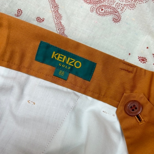 レトロ古着 美品 80s～90s KENZO コットン サマースラックスパンツ 88 茶オレンジ ケンゾー オールド ヴィンテージ ゴルフ 薄手●337_画像8