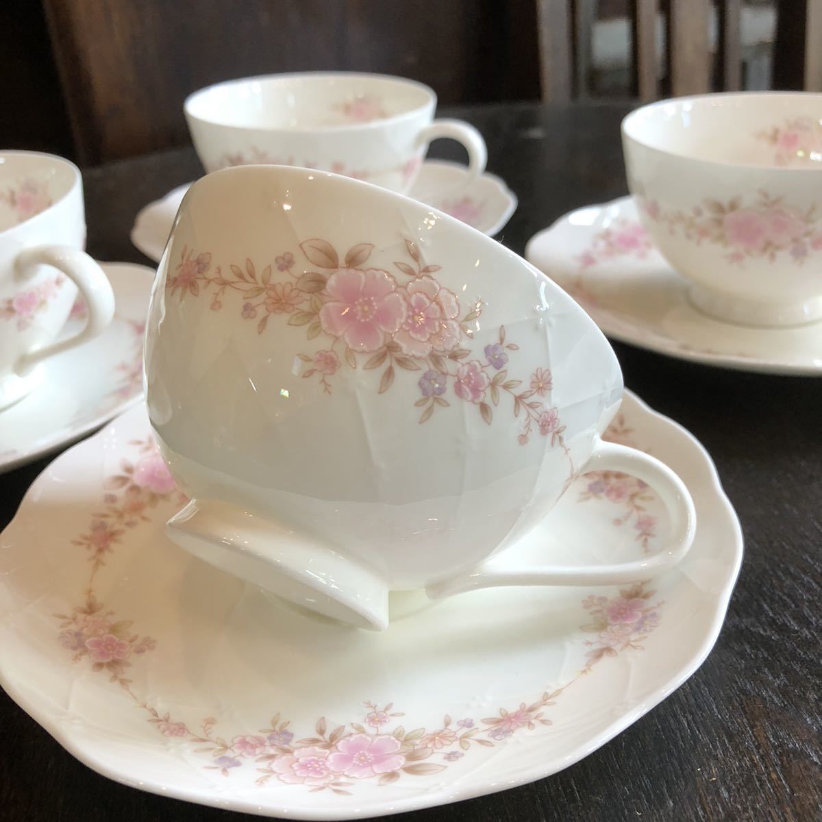 81】昭和レトロNoritakeBONECHINAノリタケカップ&ソーサー4客セット