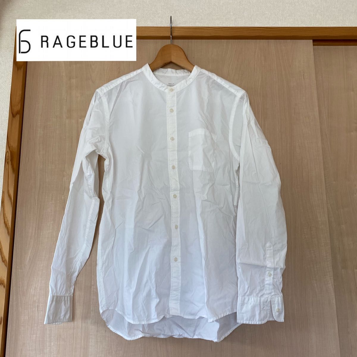 【RAGEBLUE】長袖バンドカラーシャツ/ホワイト/size:M