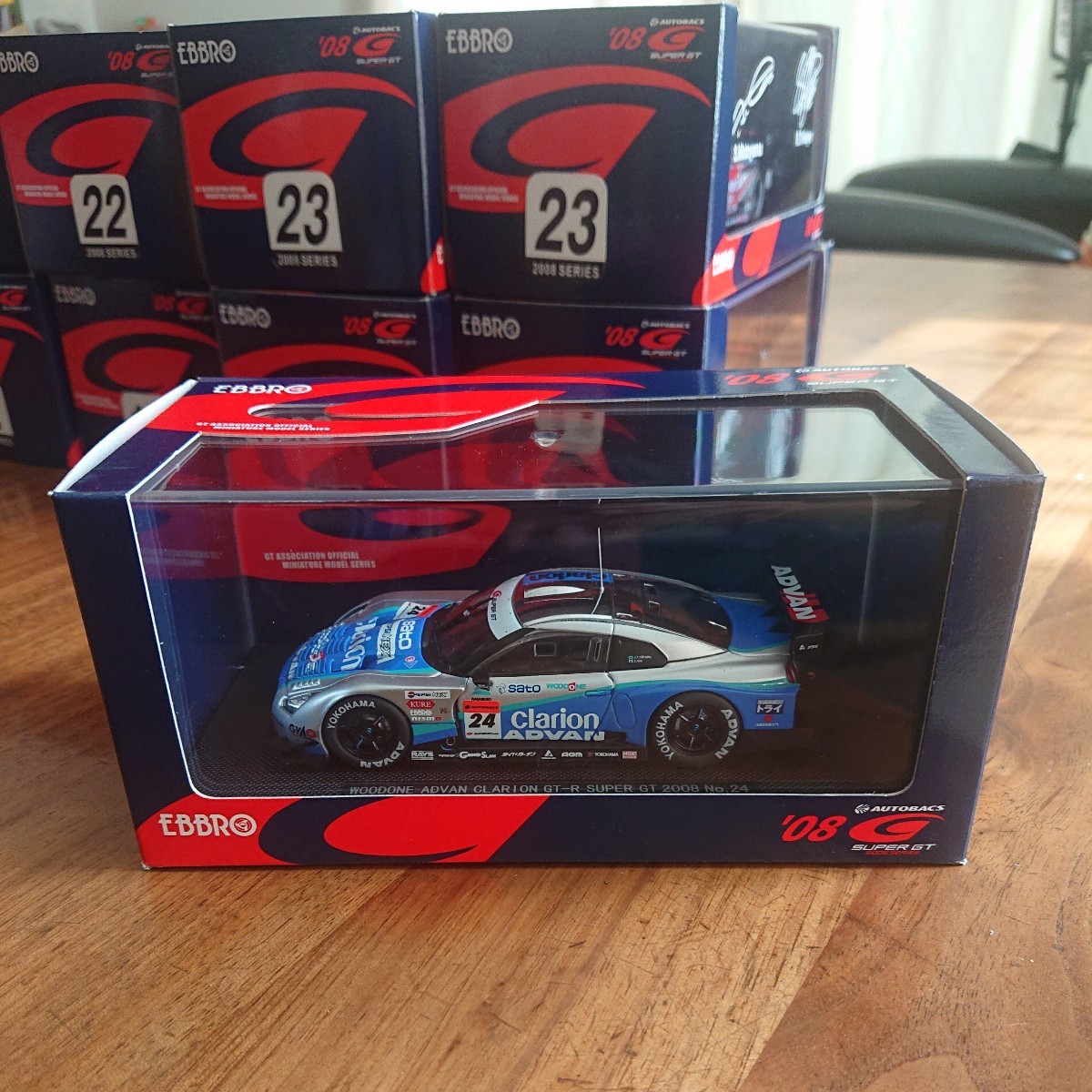 《未開封》エブロ 44046 EBBRO 1/43 SUPER GT500 #24 WOODONE ADVAN Clarion GT-R SILVER/BLUE ウッドワン アドバン クラリオンの画像1