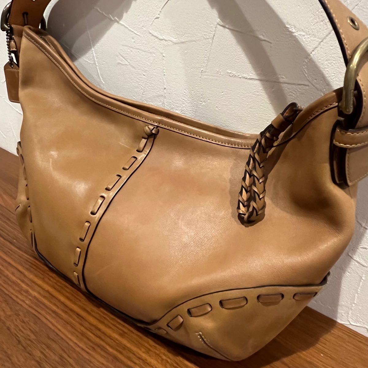 COACH コーチ ショルダーバッグ 9539 レザー ブラウン系 編み込み ワン