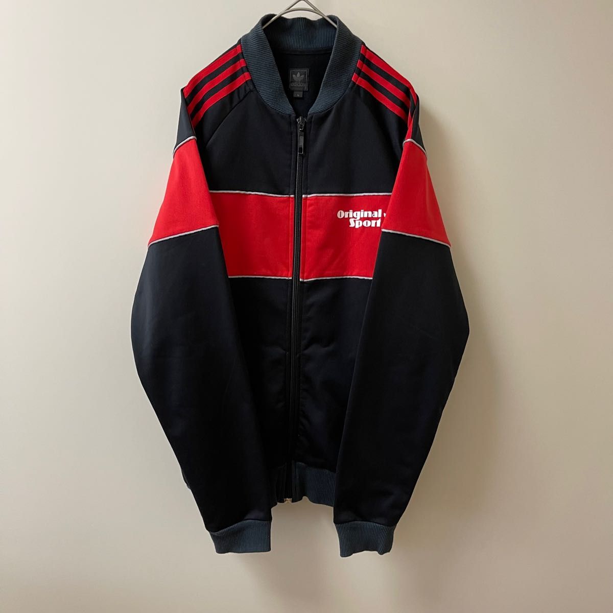 90s】adidasトラックジャケットジャージ古着ビンテージトレファイル赤黒 90s】adidasトラックジャケットジャージ古着ビンテージトレファイル赤黒