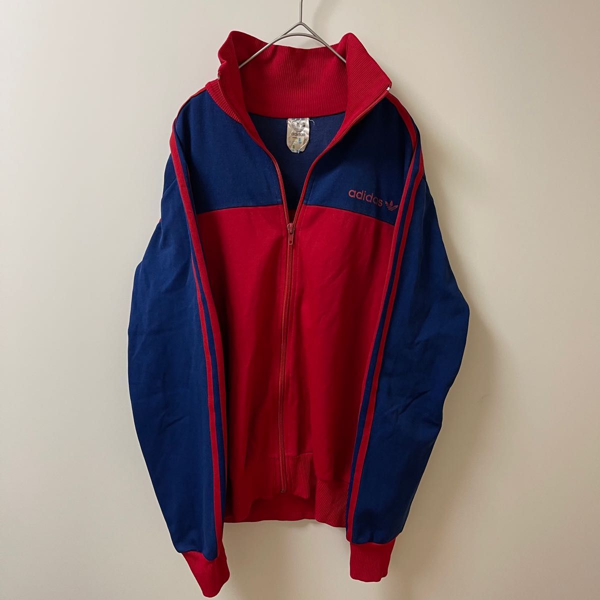 90s】adidasトラックジャケットジャージ古着ビンテージ刺繍トレファイル紺黒