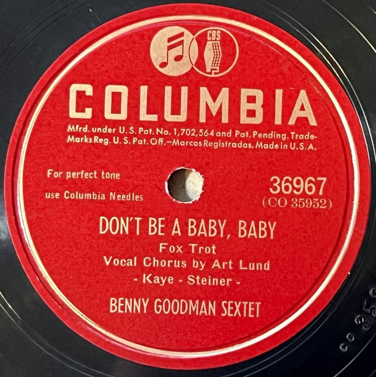 BENNY GOODMAN AND HIS ORCH. COLUMBIA All the Cats Join In/ (Sextet) Don*t Be A Baby, Baby