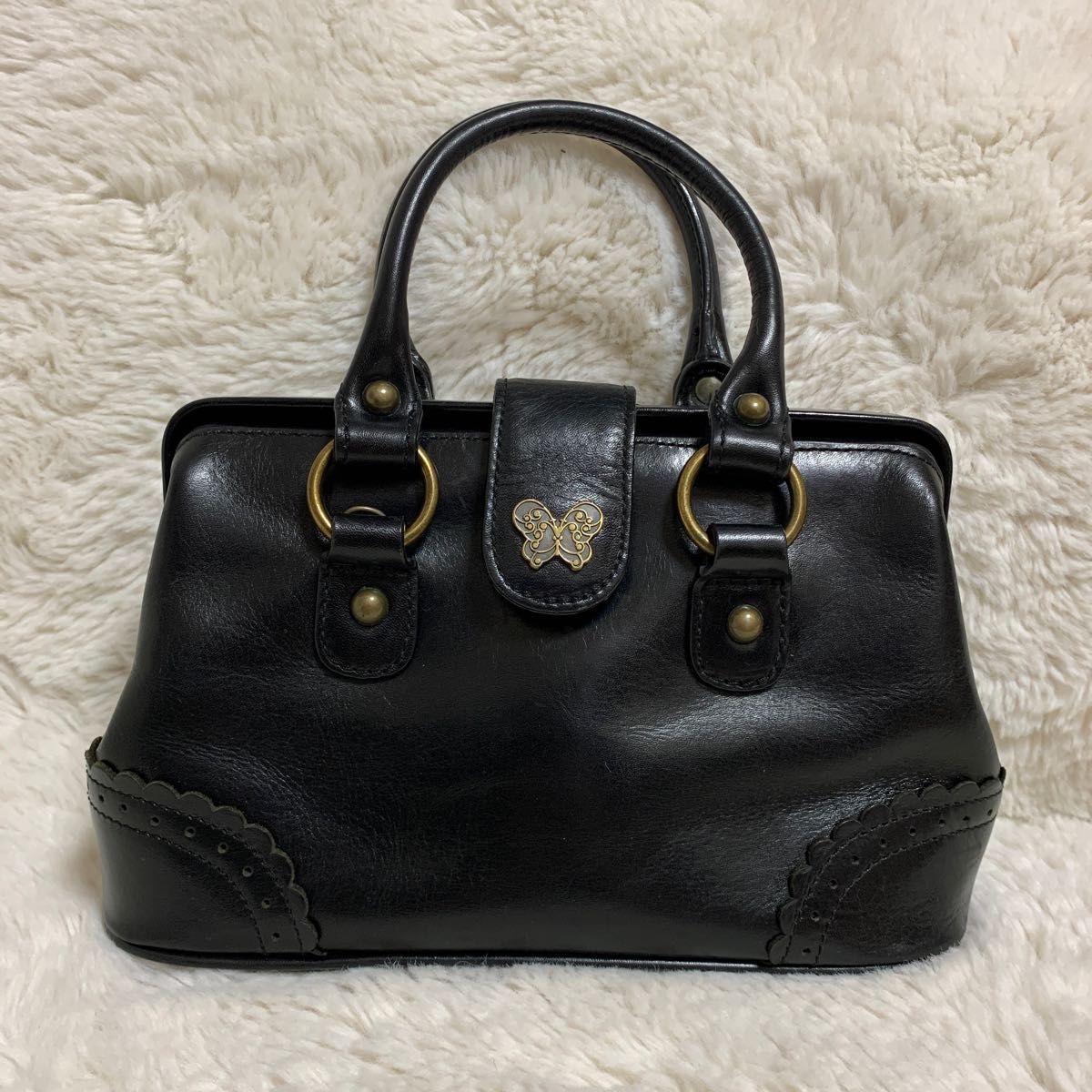 美品】アナスイ ボストンバッグ ハンドバッグ ドクターバッグ 黒 美品】アナスイ ボストンバッグ ハンドバッグ ドクターバッグ 黒