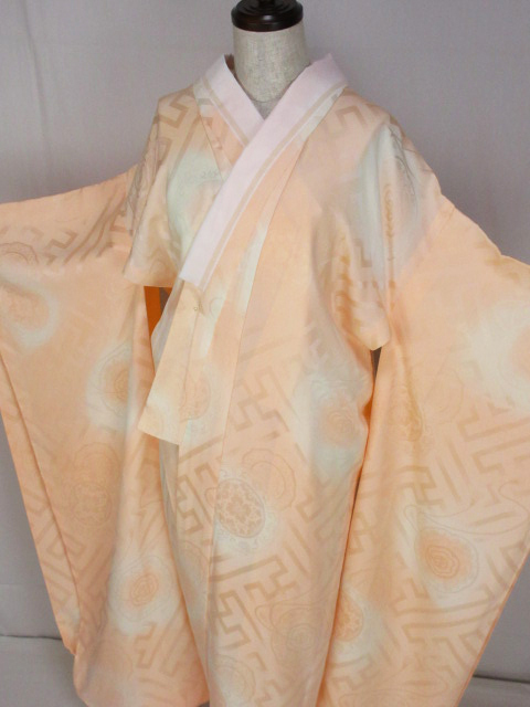 美品!裏鏡文*水柿色*半衿付き*高級*無双*振袖用*長襦袢