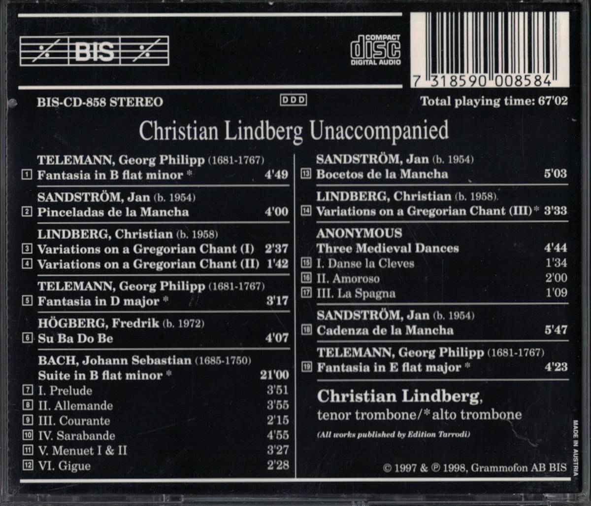 トロンボーンCD] Christian Lindberg - Unaccompanied