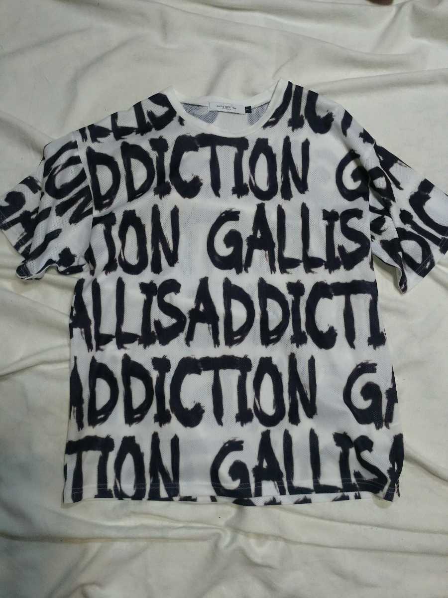 人気希少のロゴ総柄★GALLIS ADDICTION ガリスアディクション 　半袖Tシャツ メンズ サイズ3 白 モノグラム総柄　オーバーサイズ　春夏　_画像1