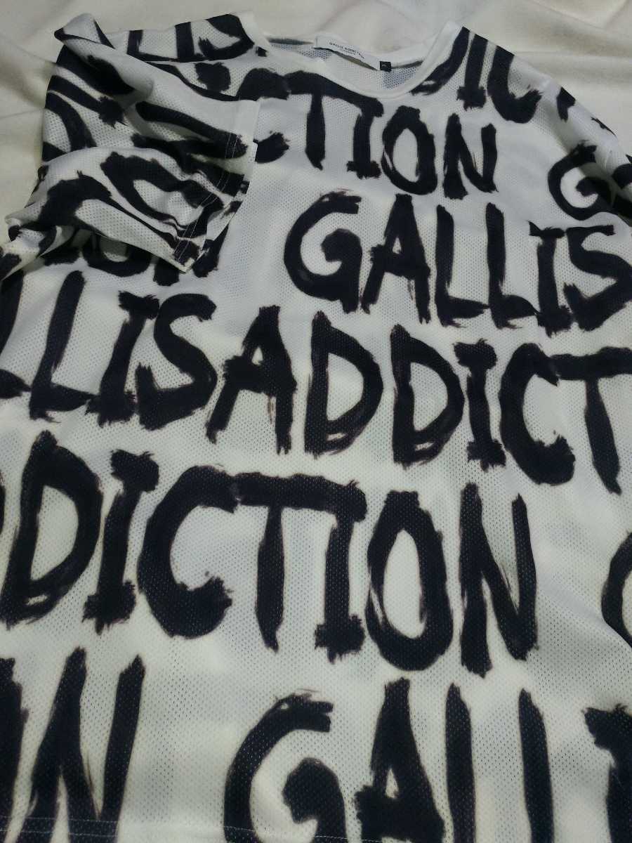 人気希少のロゴ総柄★GALLIS ADDICTION ガリスアディクション 　半袖Tシャツ メンズ サイズ3 白 モノグラム総柄　オーバーサイズ　春夏　_画像2