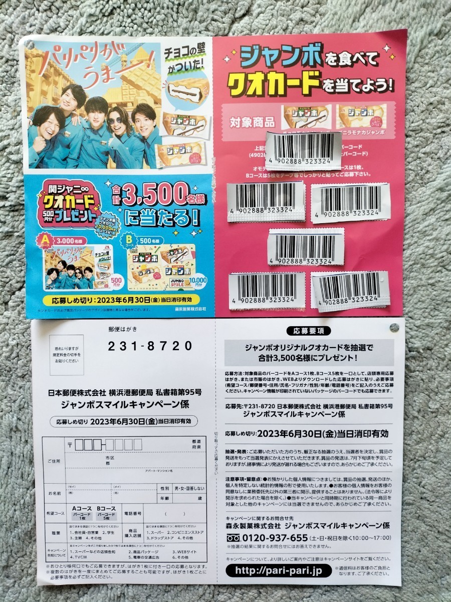オマケ付】 森永ジャンボスマイル キャンペーンモナカ バーコード6枚+