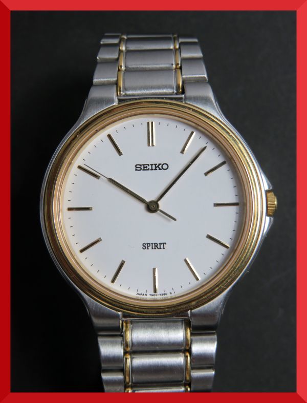 美品 セイコー SEIKO スピリット SPIRIT クォーツ 3針 純正ベルト 7N01-7070 男性用 メンズ 腕時計 V64 稼働品