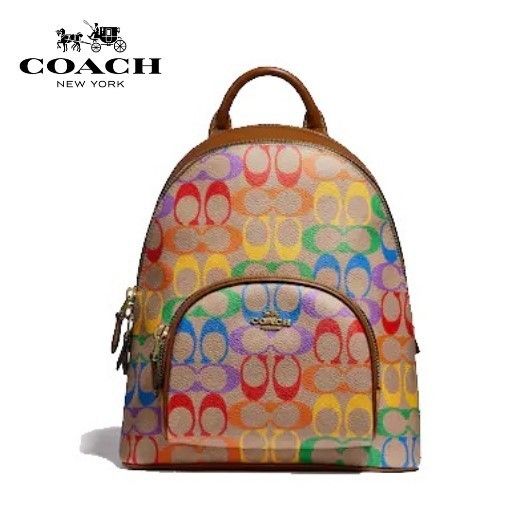 【COACH★93841】コーチ 百貨店商品♪ バックパック リュック レインボー シグネチャー キャンバス 新品タグ付き