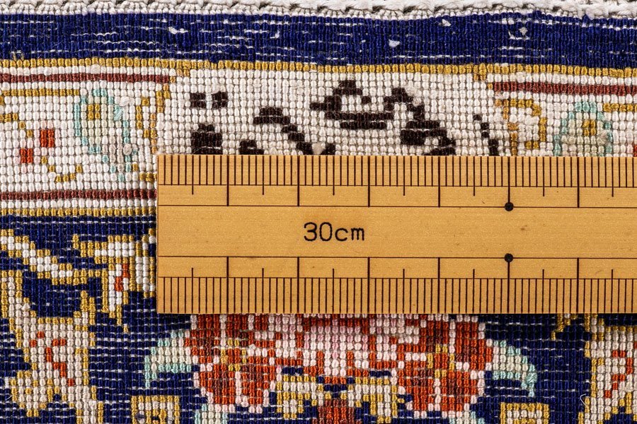 絨毯】『 ペルシャ絨毯 シルク 81万ノット 工房サイン 径95×58cm 絨毯】『 ペルシャ絨毯 シルク 81万ノット 工房サイン 径95×58cm